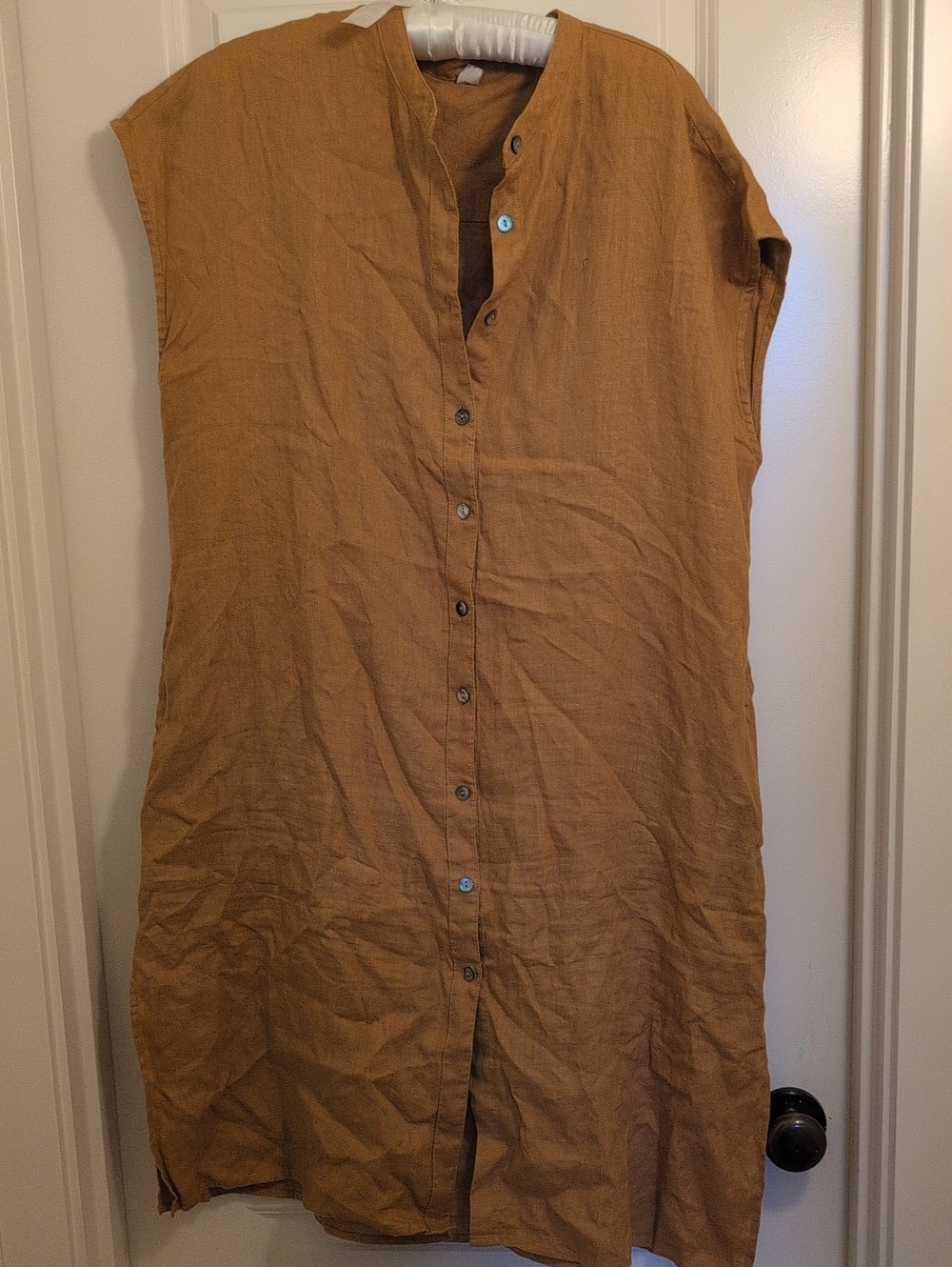 GRAE COVE Linen Button Front Cap Sleeve Dress, XXL